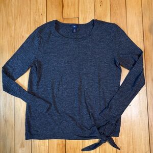 GAP Charcoal Long Sleeve Top with Tie Hem